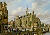 Bartholomeus Johannes Van Hove A Town Scene on a Canal painting